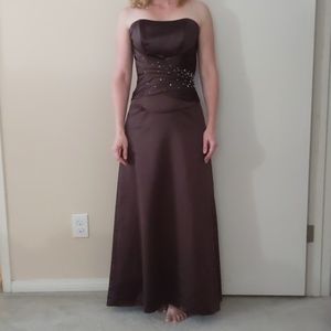 Brown formal, strapless dress, 2 pieces